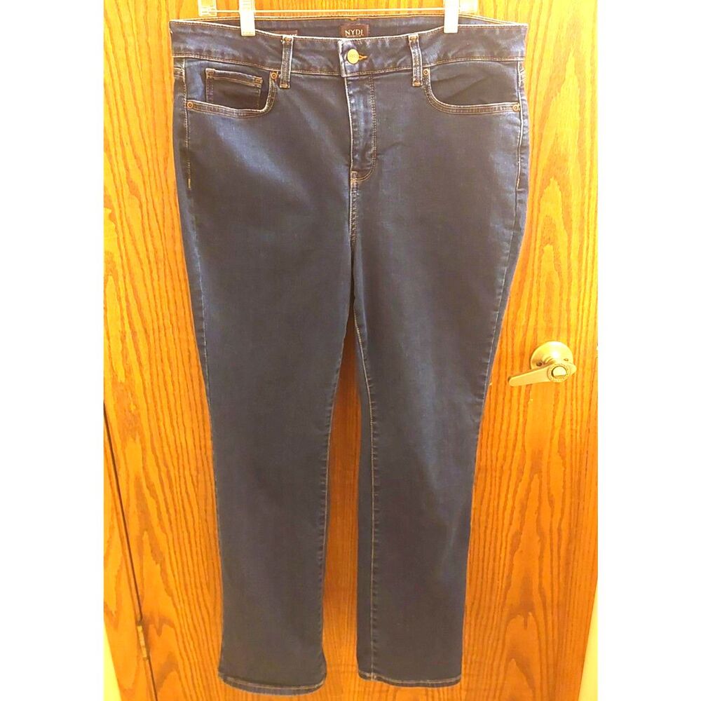 NYDJ Marilyn Straight Lift Tuck Women's Size 16 Dark Wash Stretch Denim Jeans